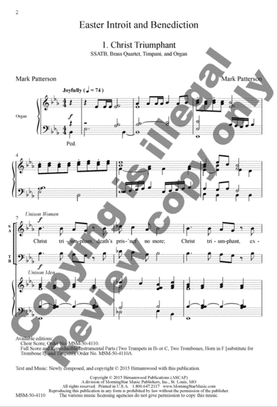 Easter Introit and Benediction 4-Part scores gallery preview page 2