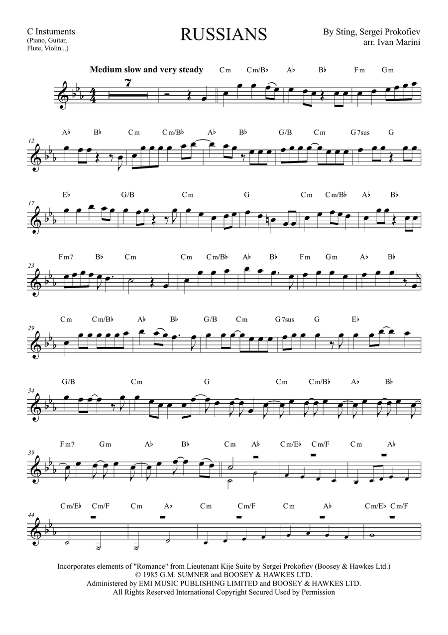 Russians Piano scores gallery preview page 1