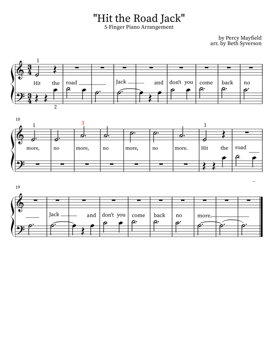 Hit The Road Jack Hit The Road Jack Easy Piano scores gallery preview page 1