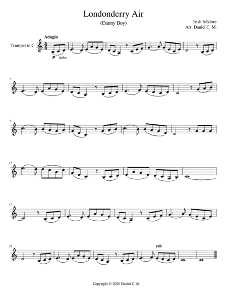 Danny Boy for C trumpet and piano image number null