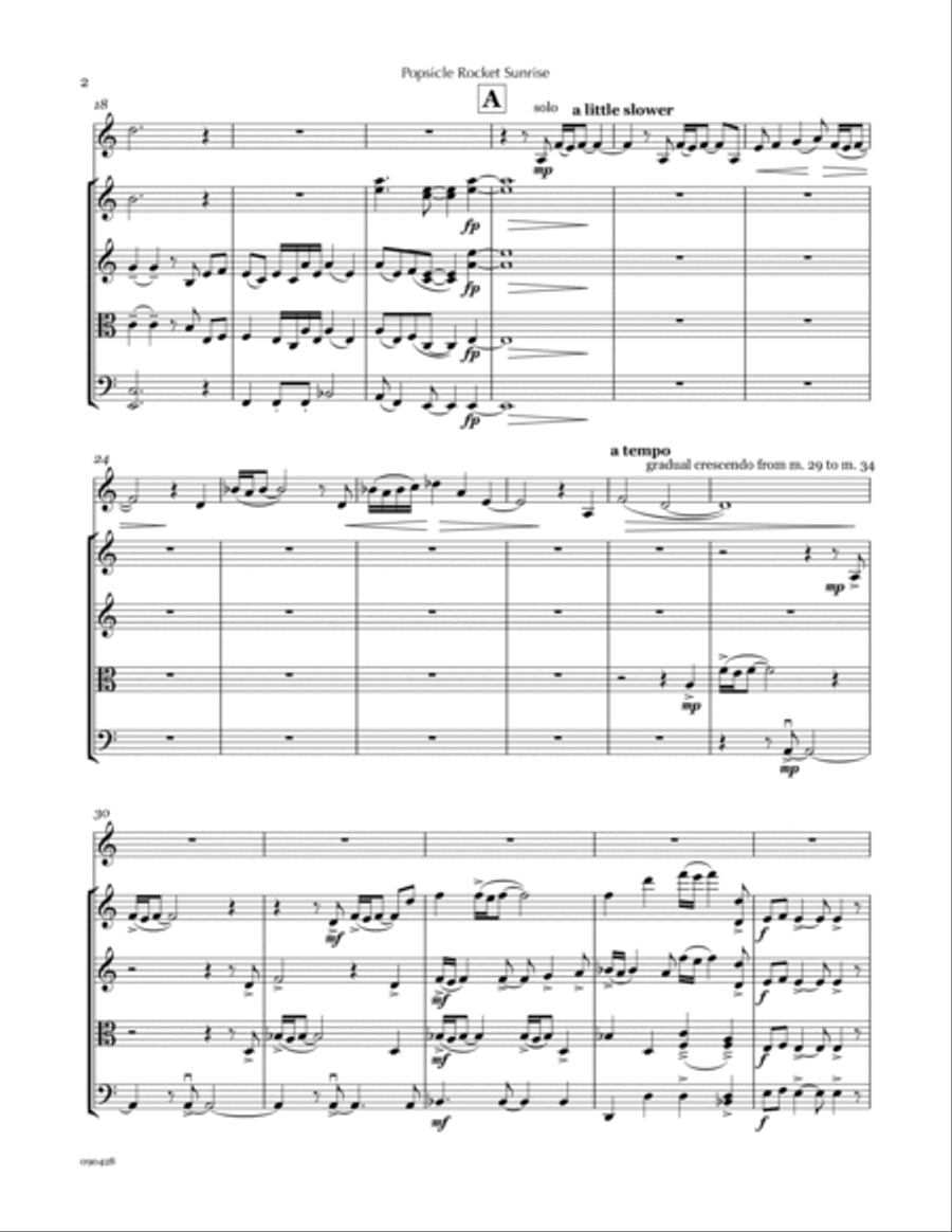 Popsicle Rocket Sunrise (trumpet & string quartet) Chamber Orchestra scores gallery preview page 4