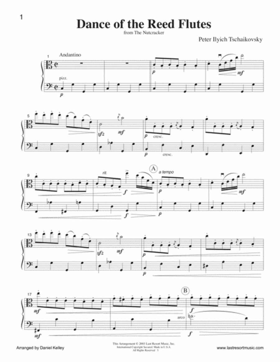 Dance of the Reed Flutes from the Nutcracker for Viola & Cello Duet (or Bassoon) - Music for Two