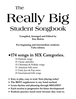 Book cover for The Really Big Student Songbook tuba edition