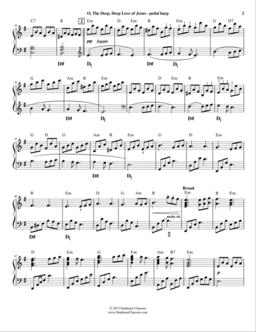 O the Deep, Deep Love of Jesus (Pedal Harp) Pedal Harp scores gallery preview page 3