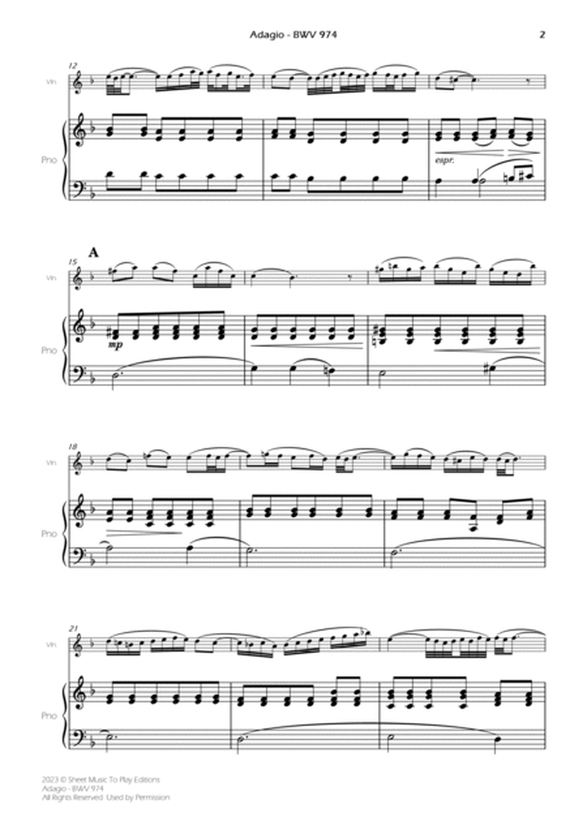 Adagio (BWV 974) - Violin and Piano (Full Score) image number null