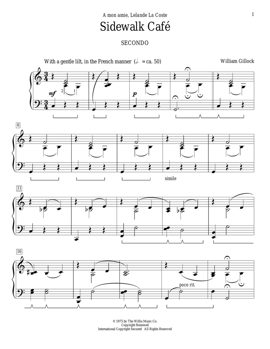 Sidewalk Cafe Sidewalk Cafe Piano Duet scores gallery preview page 1