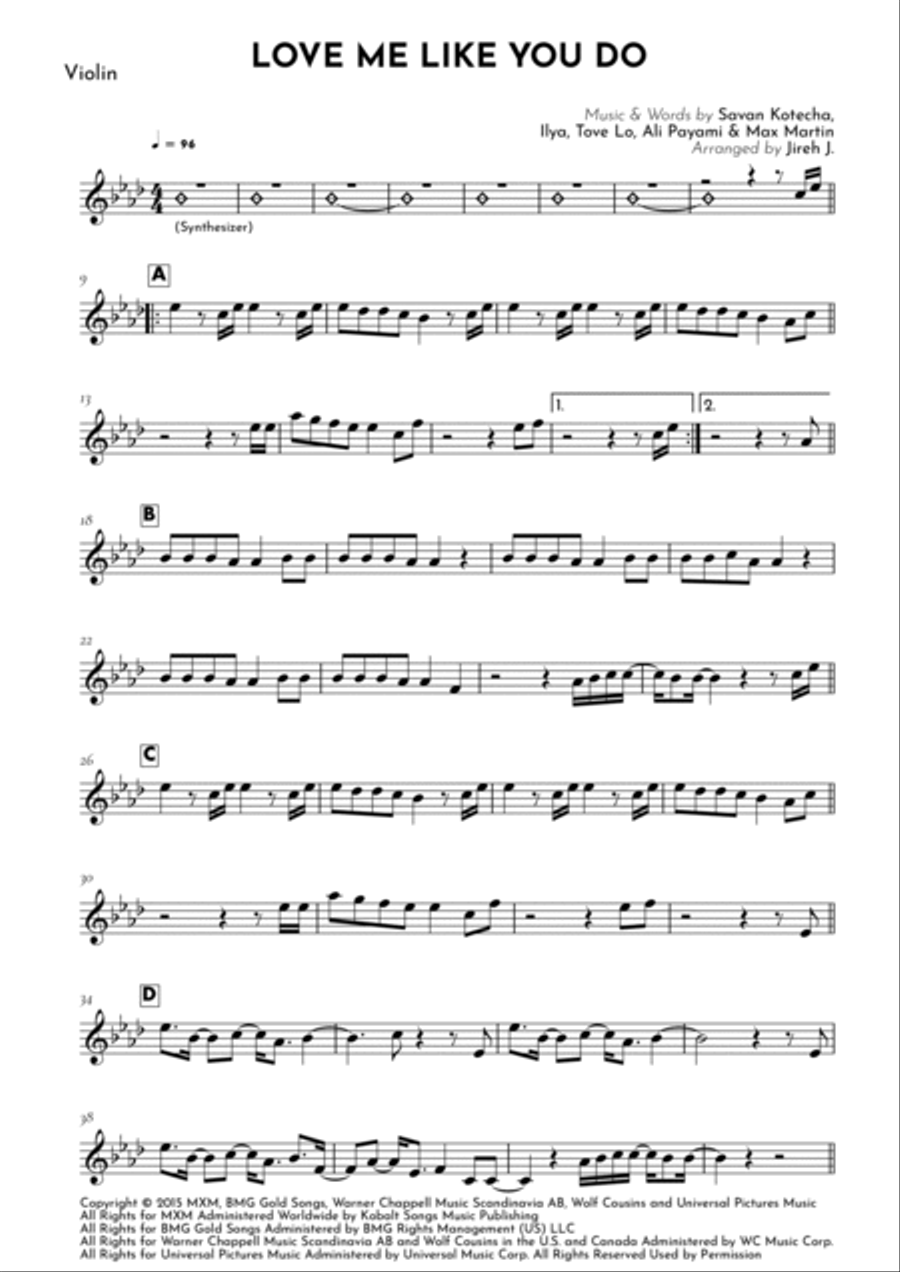 Love Me Like You Do Violin Solo scores gallery preview page 2