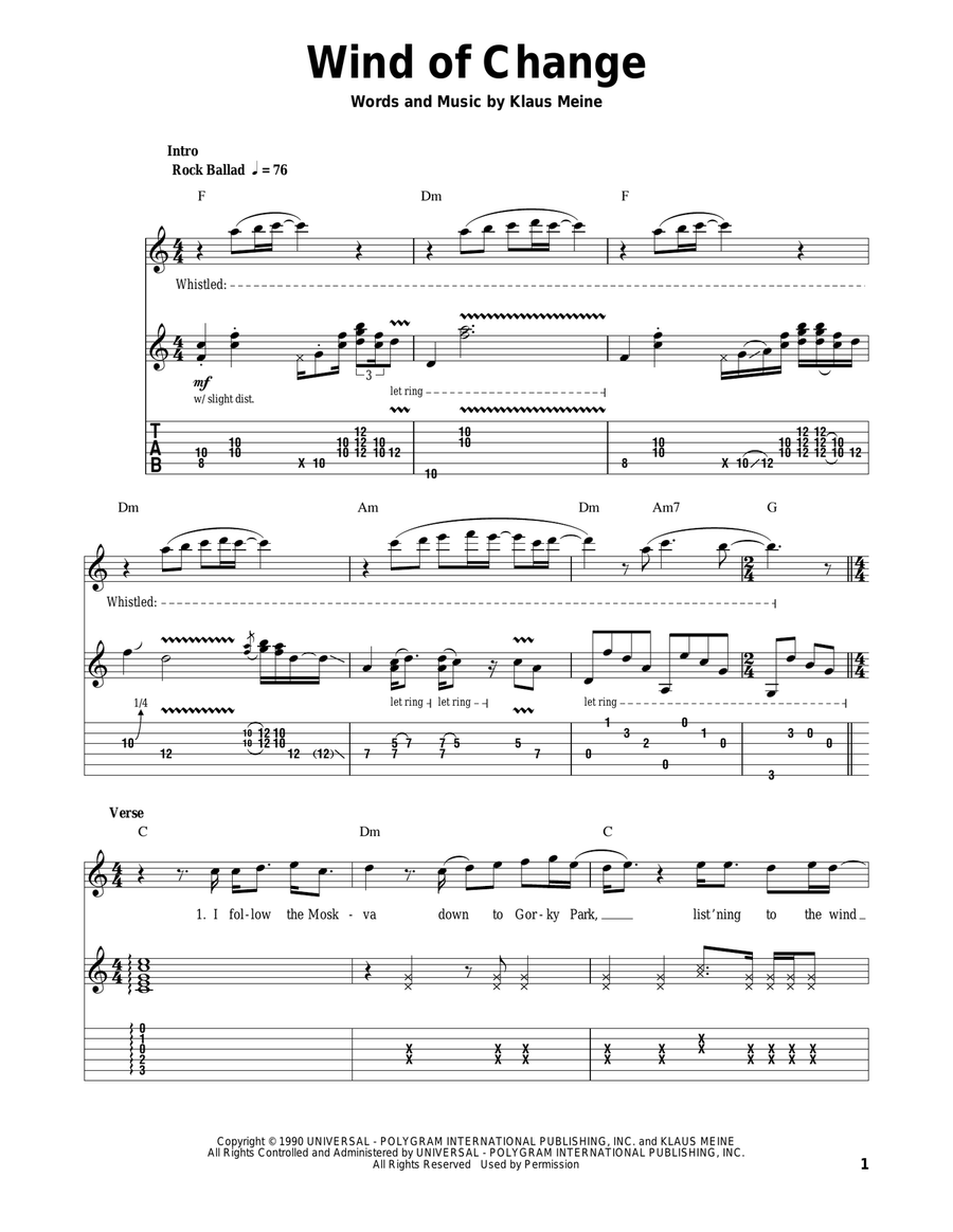 Wind Of Change Acoustic Guitar scores gallery preview page 1