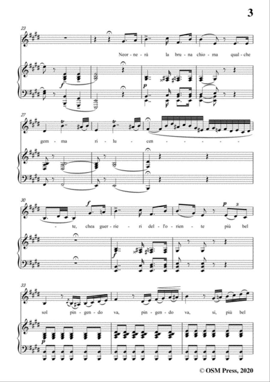 Donizetti-Ne ornera la bruna chioma,in E Major,for Voice and Piano Voice Solo scores gallery preview page 5