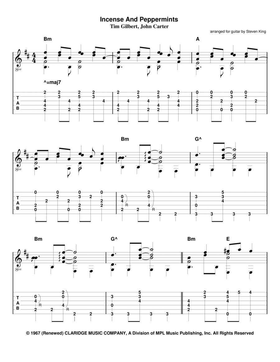 Incense And Peppermints Incense And Peppermints Electric Guitar scores gallery preview page 1