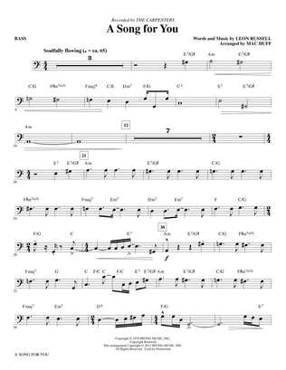 A Song For You (arr. Mac Huff) - Bass