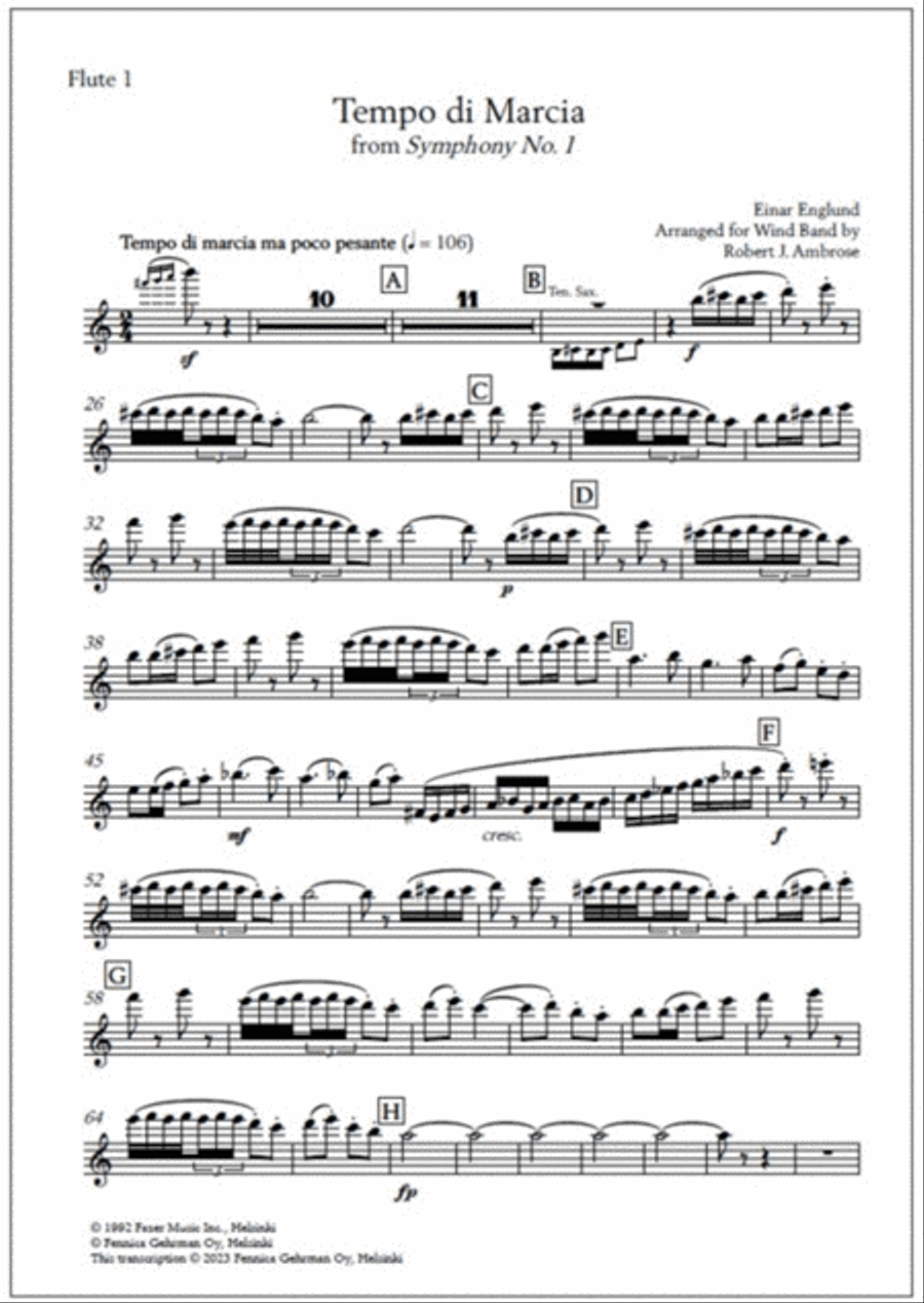 Tempo di Marcia from Symphony No. 1 - Score & parts — Arrangement for wind band Concert Band scores gallery preview page 2