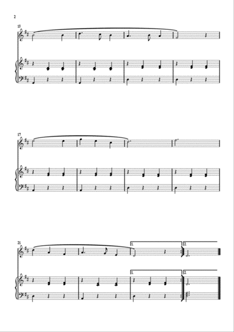 Silent Night - Franz Gruber (Oboe + Piano) Very Easy Arrangement Piano scores gallery preview page 2