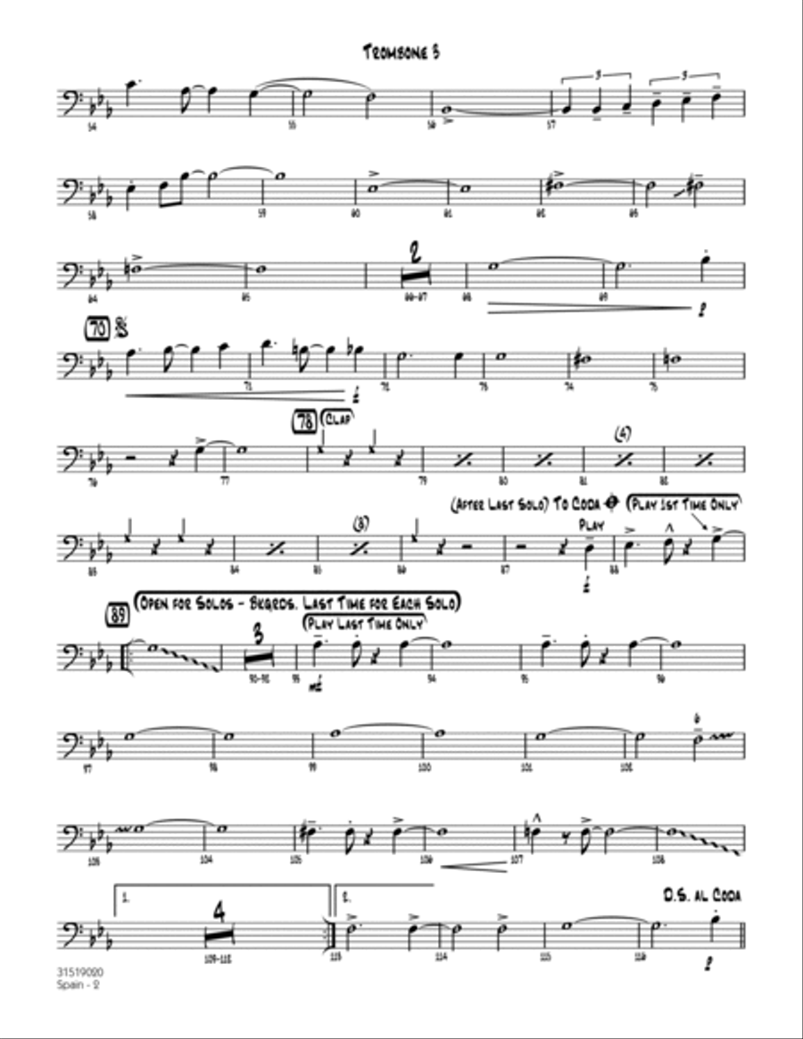 Spain - Trombone 3 Spain - Trombone 3 Jazz Ensemble scores gallery preview page 2