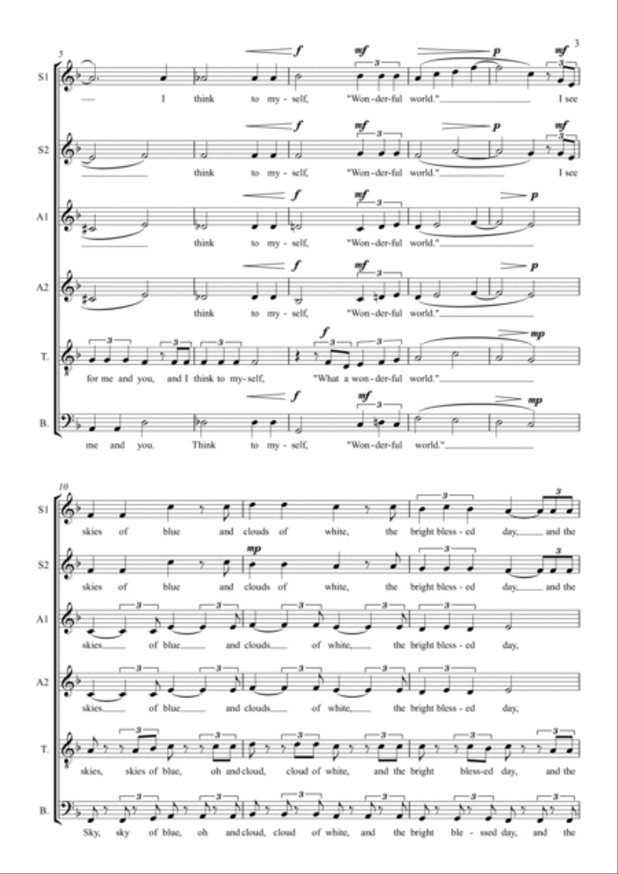 What A Wonderful World 4-Part scores gallery preview page 3