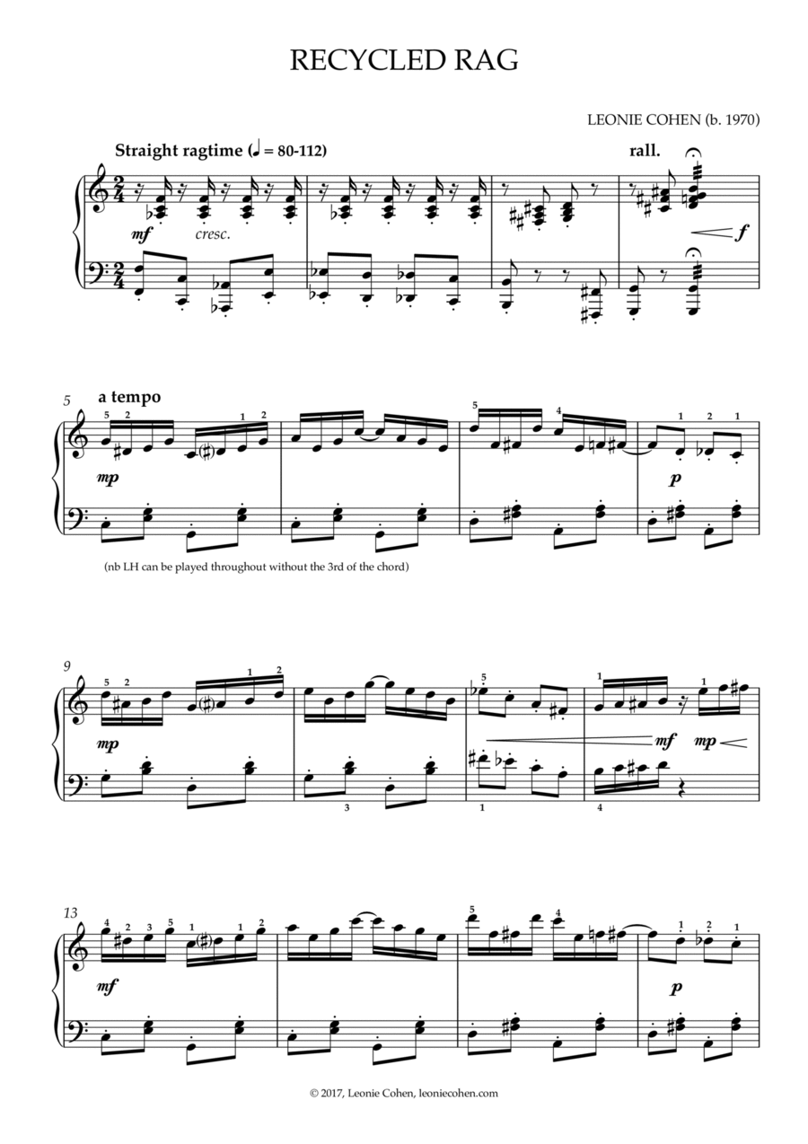 Recycled Rag Piano Solo scores gallery preview page 1