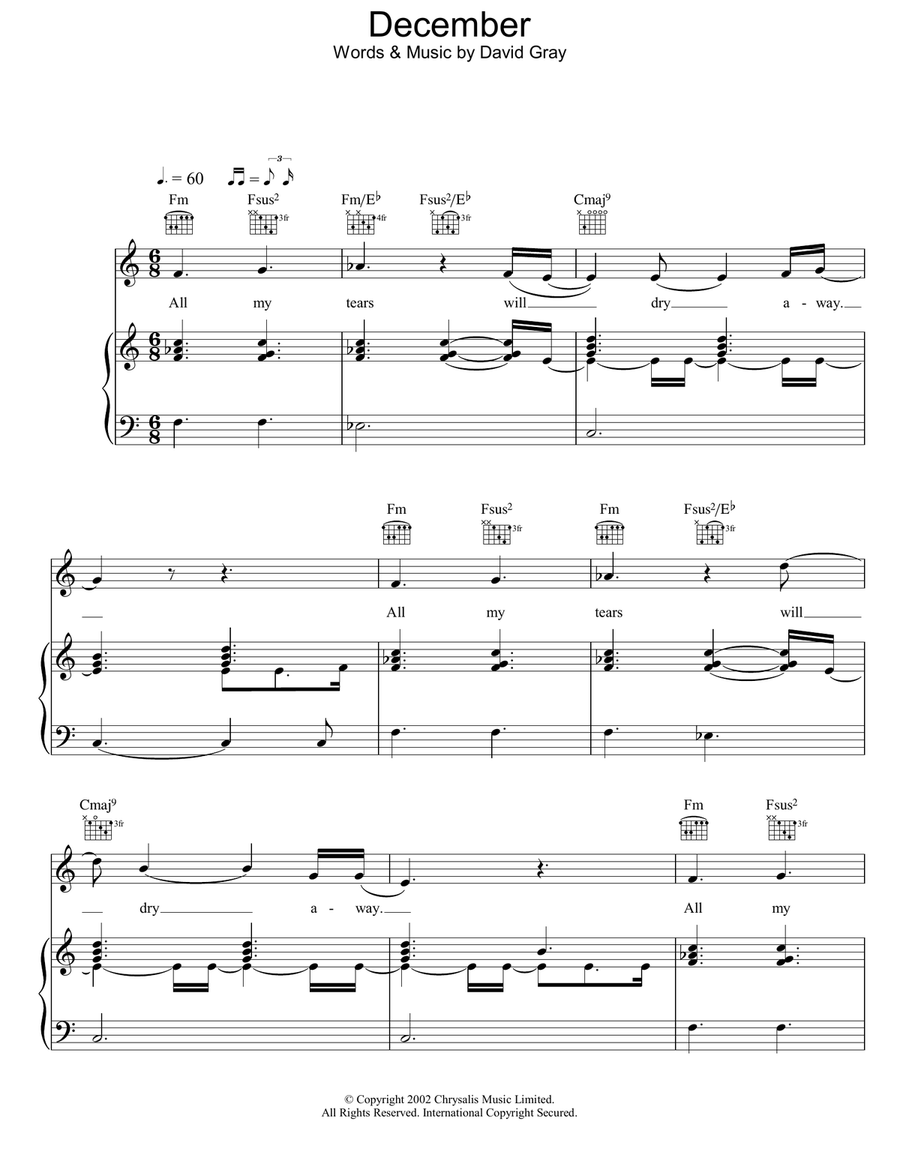 December Piano, Vocal, Guitar scores gallery preview page 1