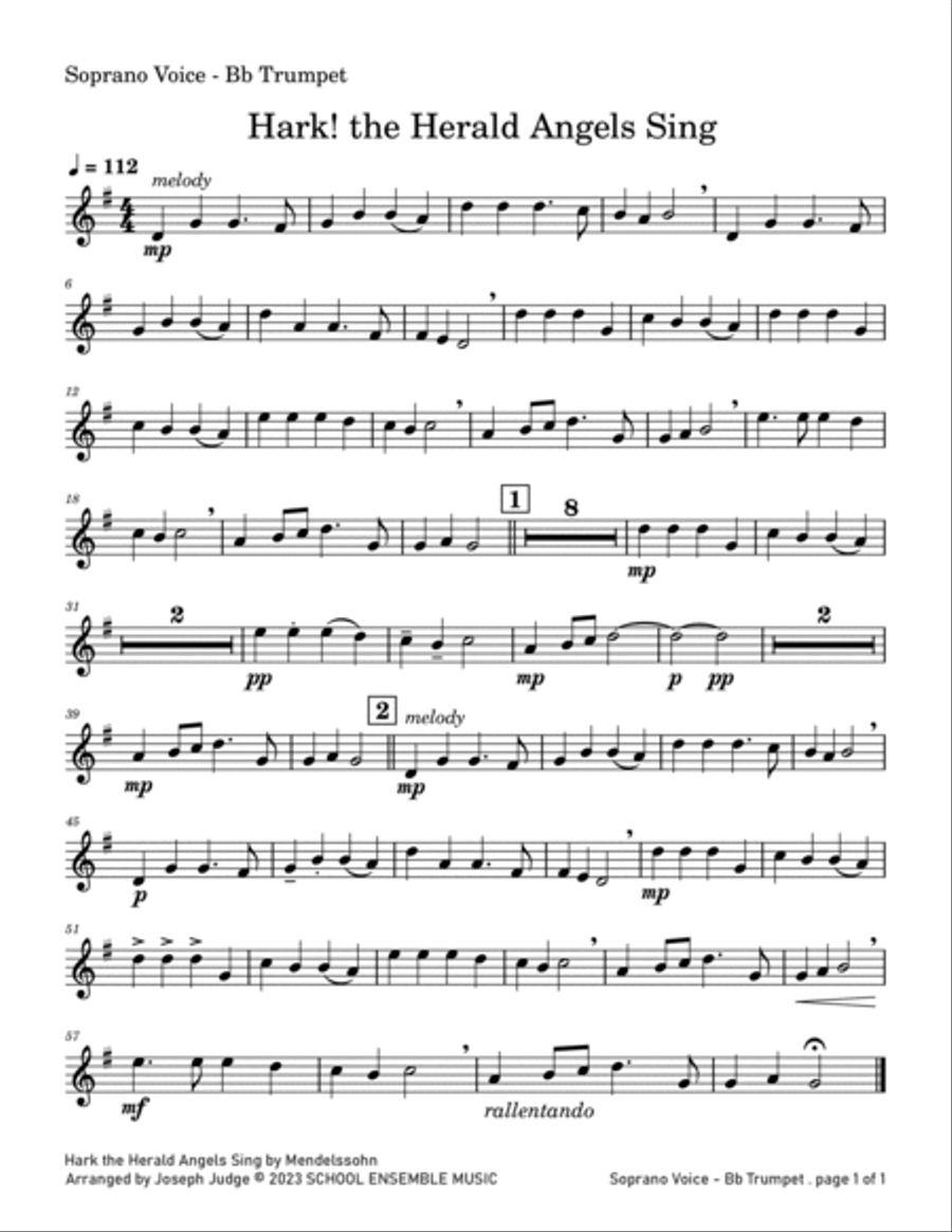 Hark The Herald Angels Sing for Brass Quartet in Schools Brass Quartet scores gallery preview page 6