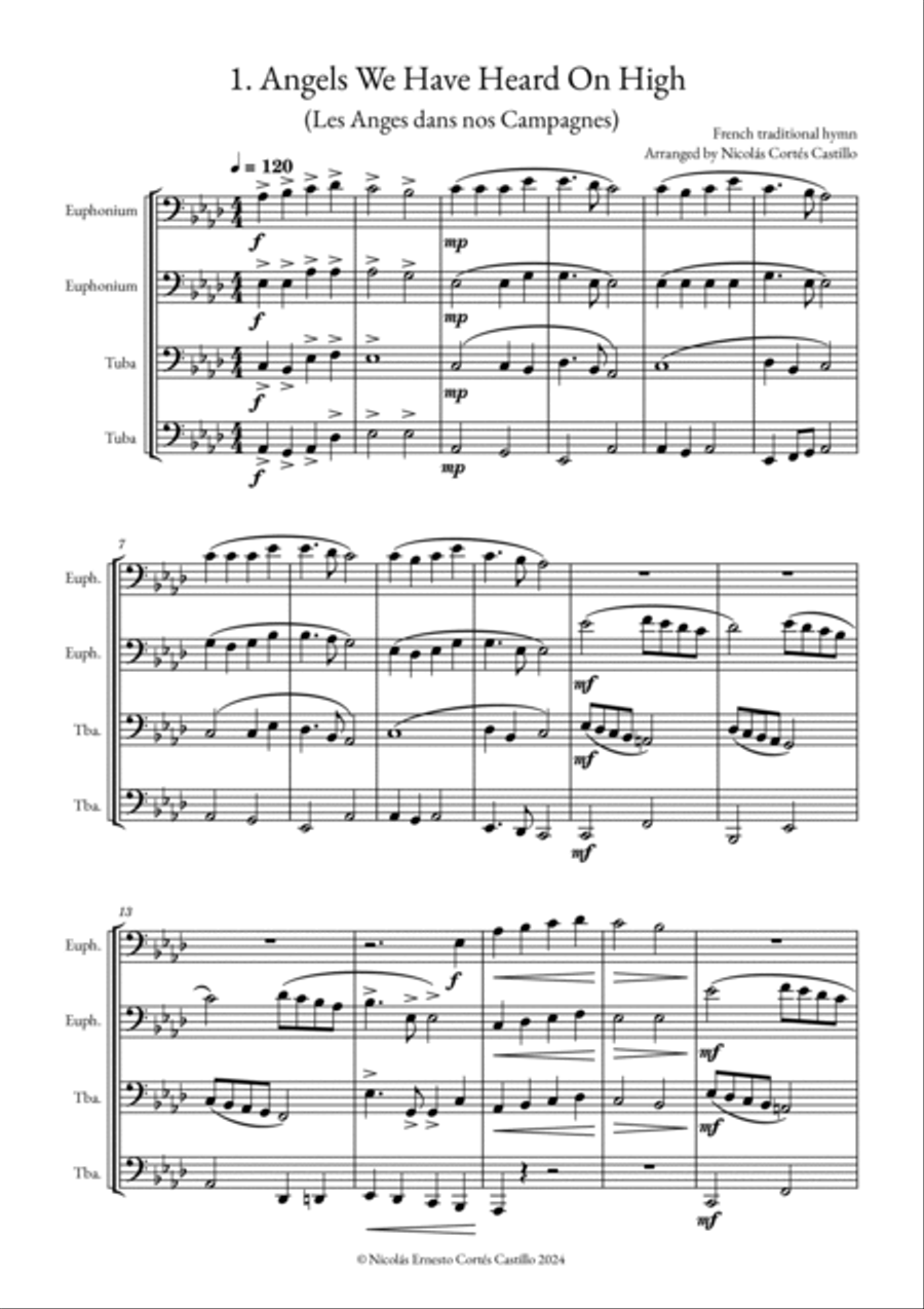 17 Christmas Carols for Tuba Quartet Tuba Quartet scores gallery preview page 2