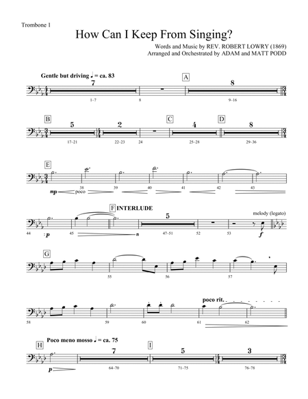 How Can I Keep from Singing (arr. Matt and Adam Podd) - Trombone 1
