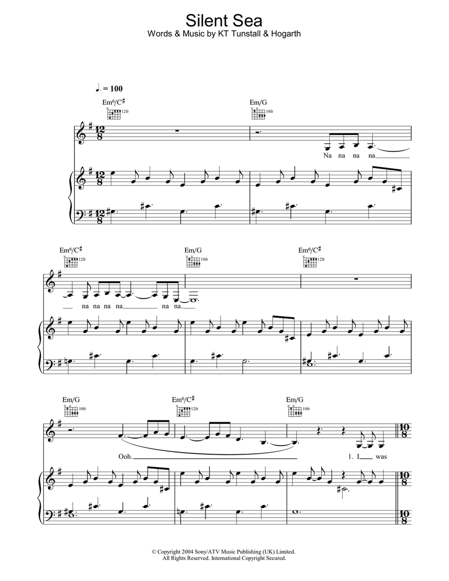 Silent Sea Silent Sea Piano, Vocal, Guitar scores gallery preview page 1