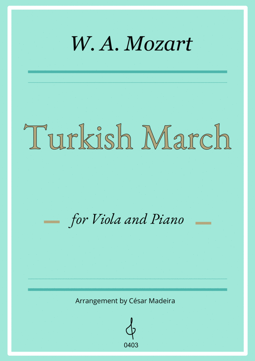 Turkish March by Mozart - Viola and Piano (Full Score and Parts) image number null