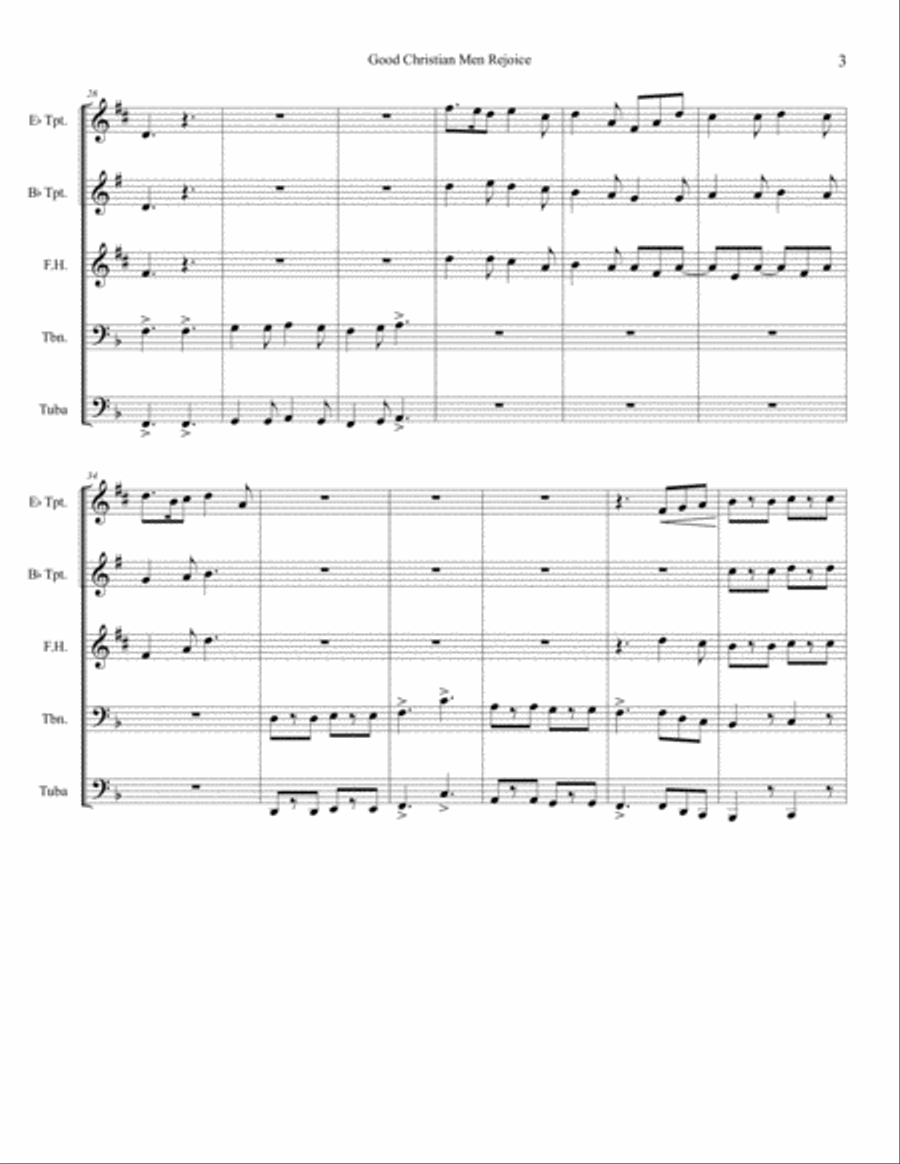 Good Christian Men Rejoice Brass Ensemble scores gallery preview page 3