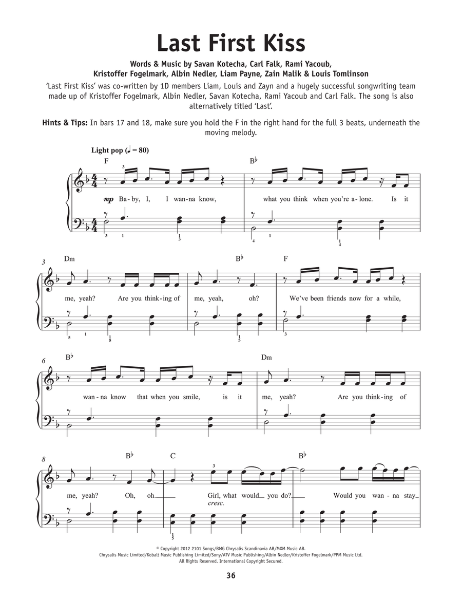Last First Kiss Easy Piano scores gallery preview page 1