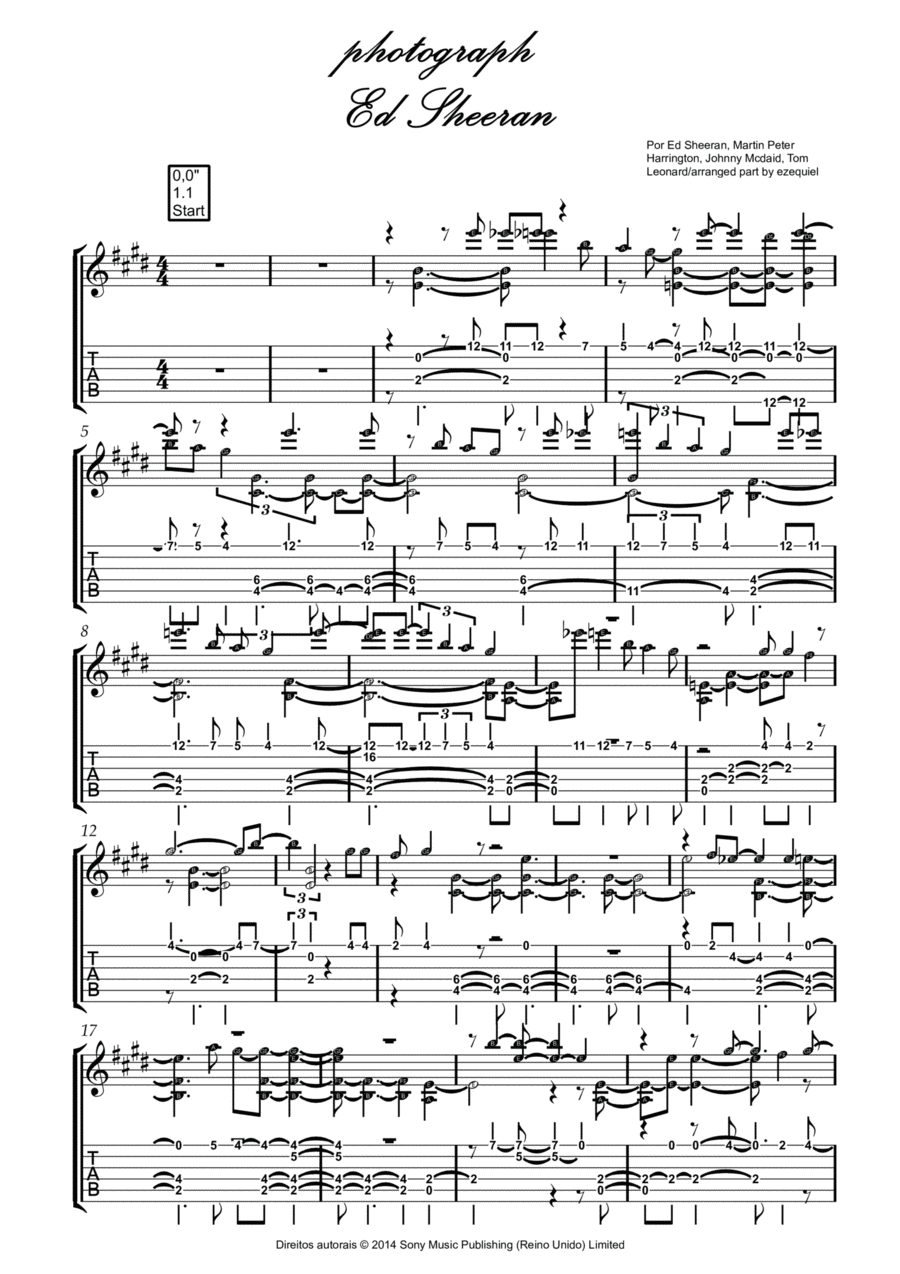 Photograph Photograph Electric Guitar scores gallery preview page 1