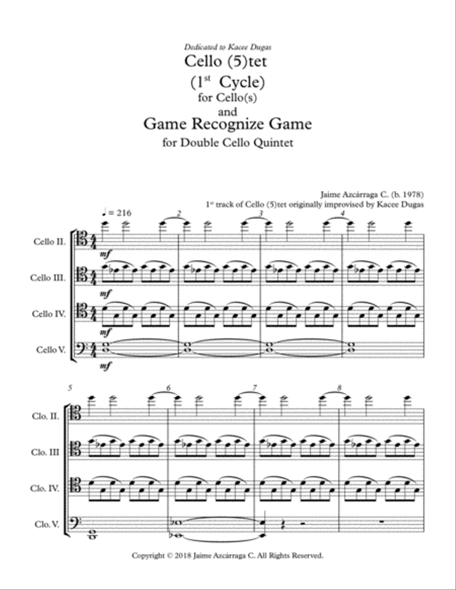 Cello (5)tet and Game Recognize Game Cello Solo scores gallery preview page 3