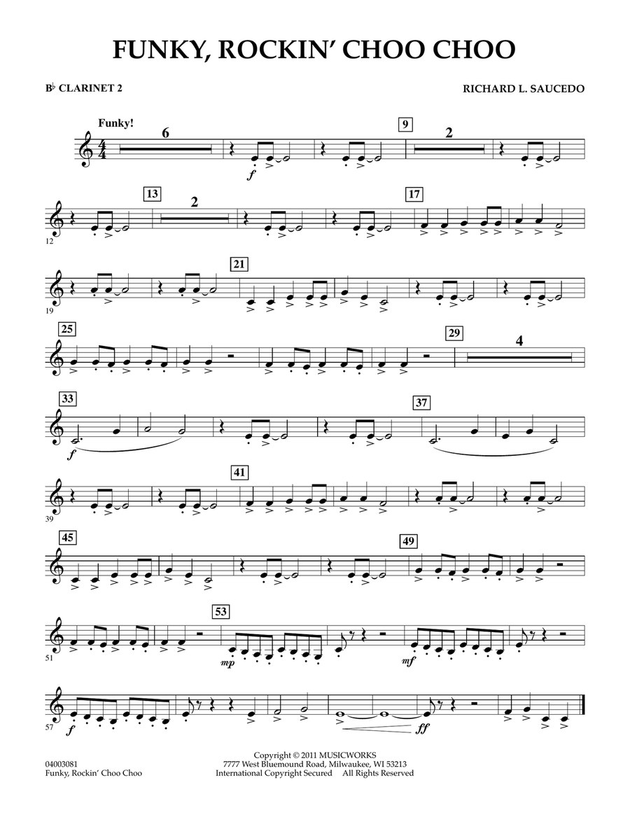 Funky, Rockin' Choo Choo - Bb Clarinet 2 Concert Band scores gallery preview page 1