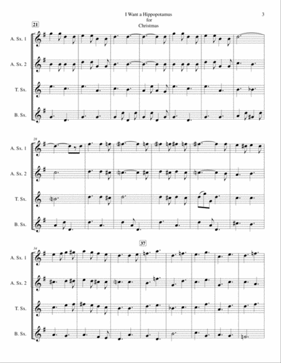 I Want A Hippopotamus For Christmas (Hippo The Hero) Woodwind Quartet scores gallery preview page 3