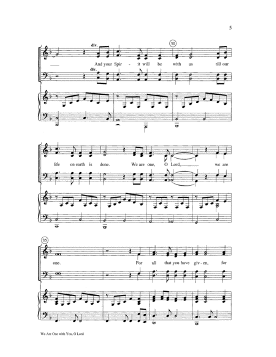 We Are One with You, O Lord 4-Part scores gallery preview page 5