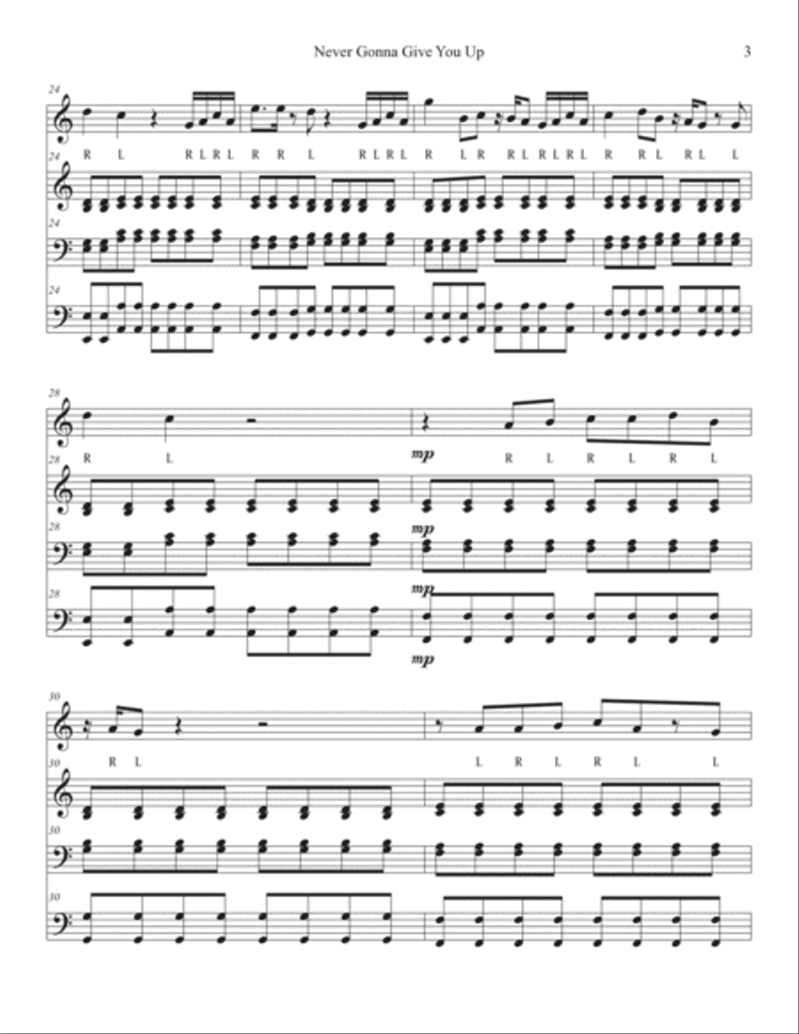 Never Gonna Give You Up Never Gonna Give You Up Marimba scores gallery preview page 3
