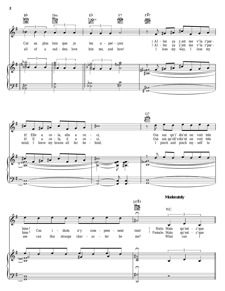 Mais Quest-Ce Que J'ai (What Can I Do) Piano, Vocal, Guitar scores gallery preview page 2