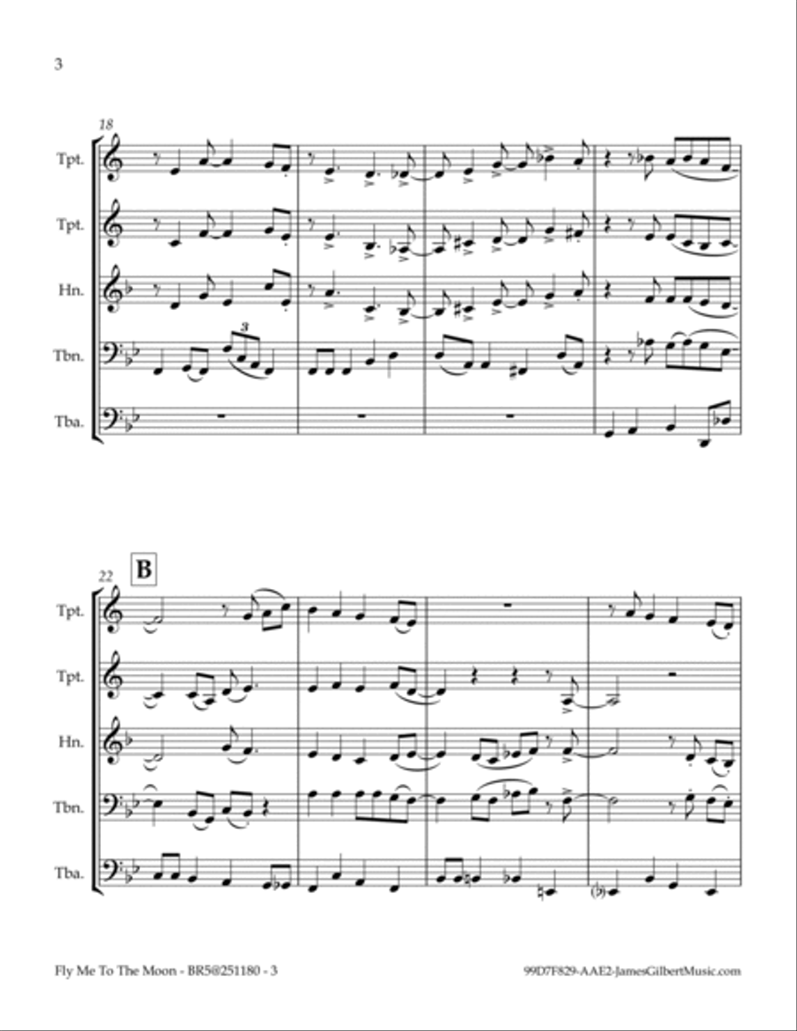 Fly Me To The Moon (in Other Words) Brass Ensemble scores gallery preview page 4