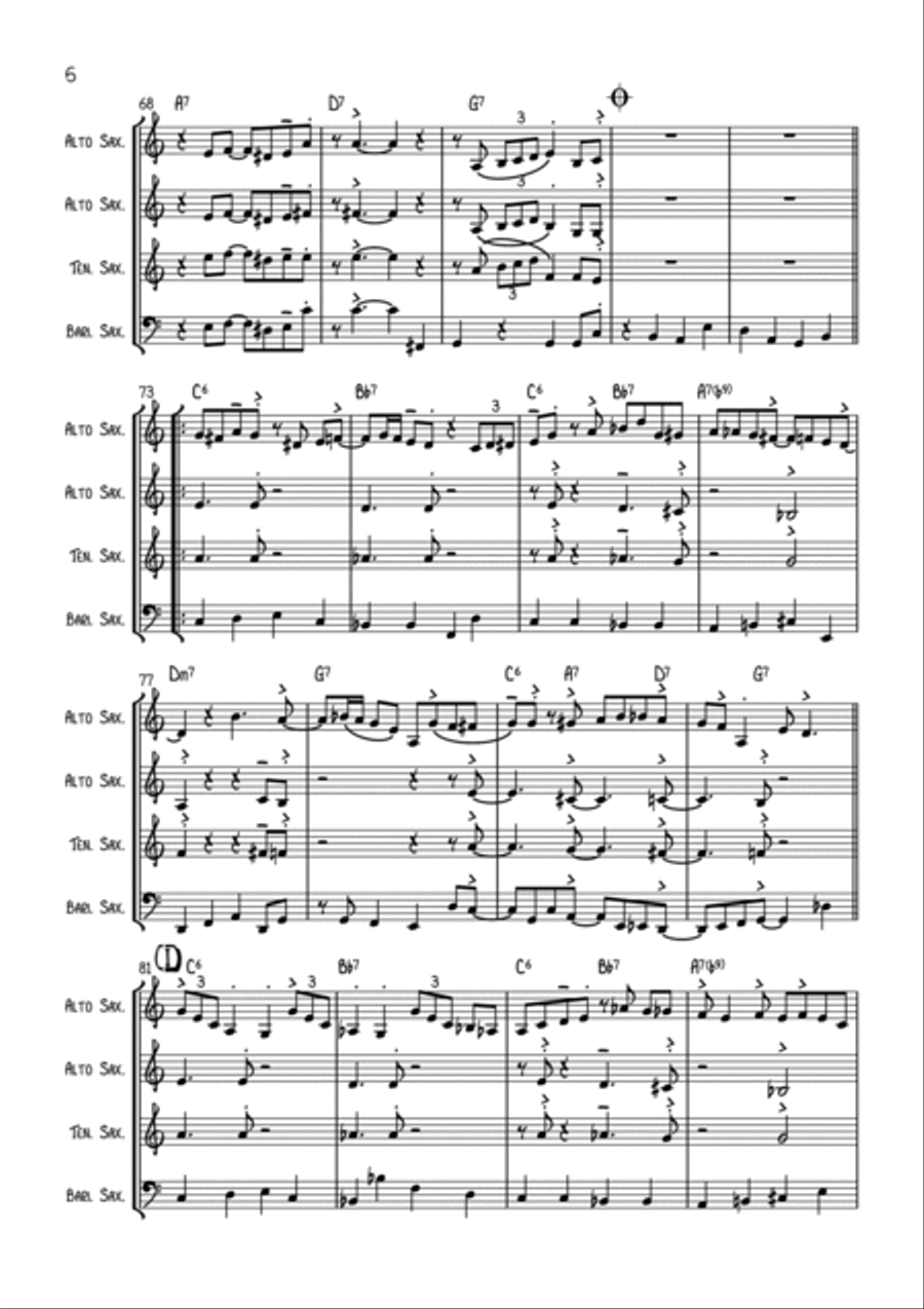 Yardbird Suite Saxophone Quartet scores gallery preview page 6