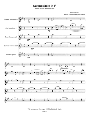 Holst Suite in F - Movement 2 - Song Without Words - for Sax Quintet
