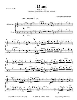 Beethoven: Duet WoO 27 No. 3 for Soprano Sax & Cello