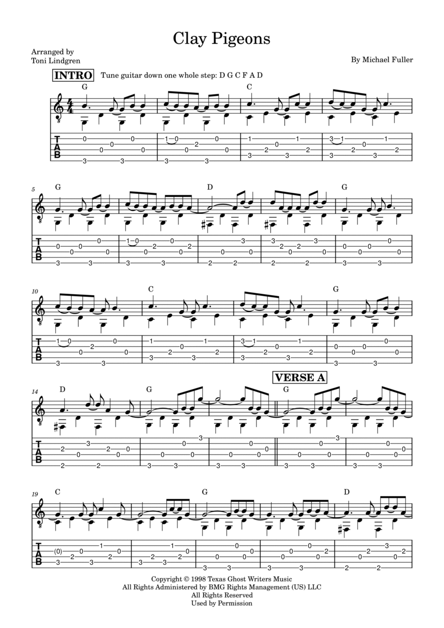 Clay Pigeons Acoustic Guitar scores gallery preview page 1