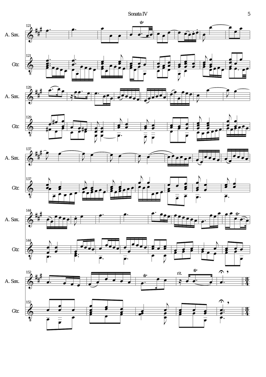 Sonata in C (No IV) for alto saxophone and guitar Alto Saxophone scores gallery preview page 5