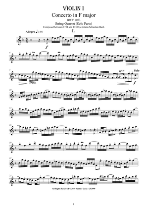 Bach - Concerto in F major BWV 1053 for String Quartet - Complete Parts