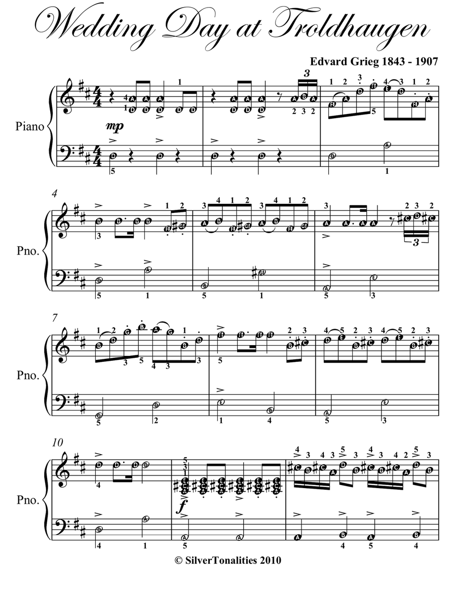 Wedding Day at Troldhaugen Easy Piano Sheet Music Easy Piano scores gallery preview page 2