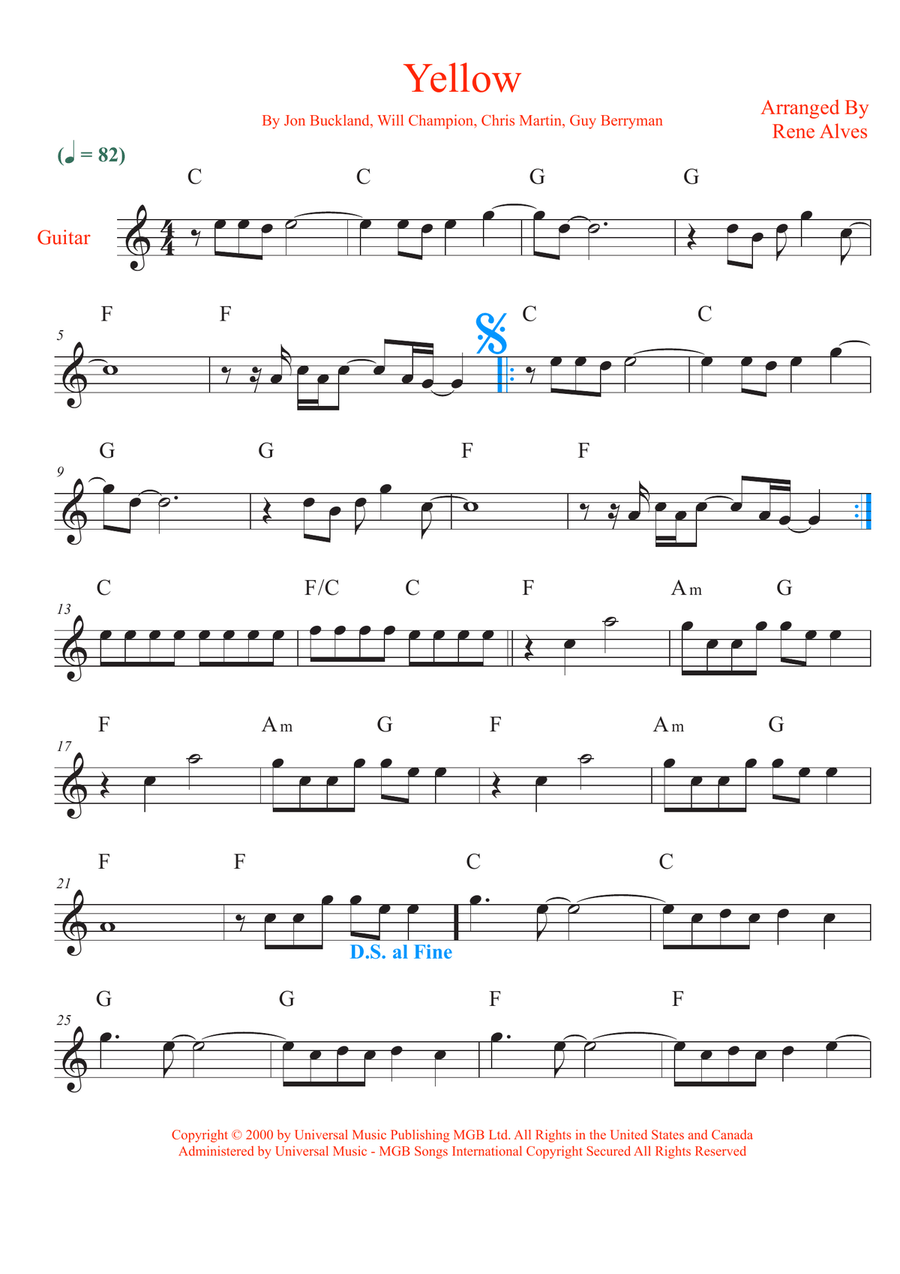 Yellow Acoustic Guitar scores gallery preview page 1