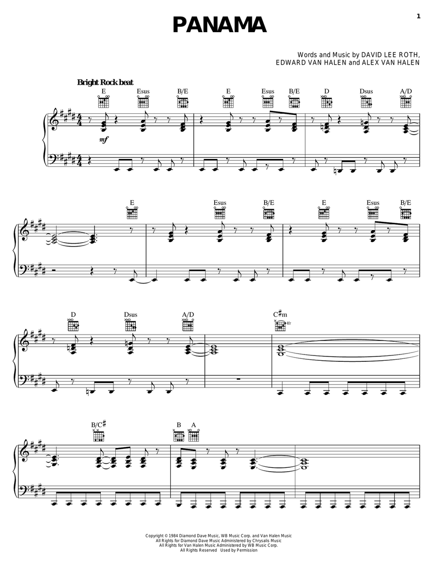 Panama Piano, Vocal, Guitar scores gallery preview page 1
