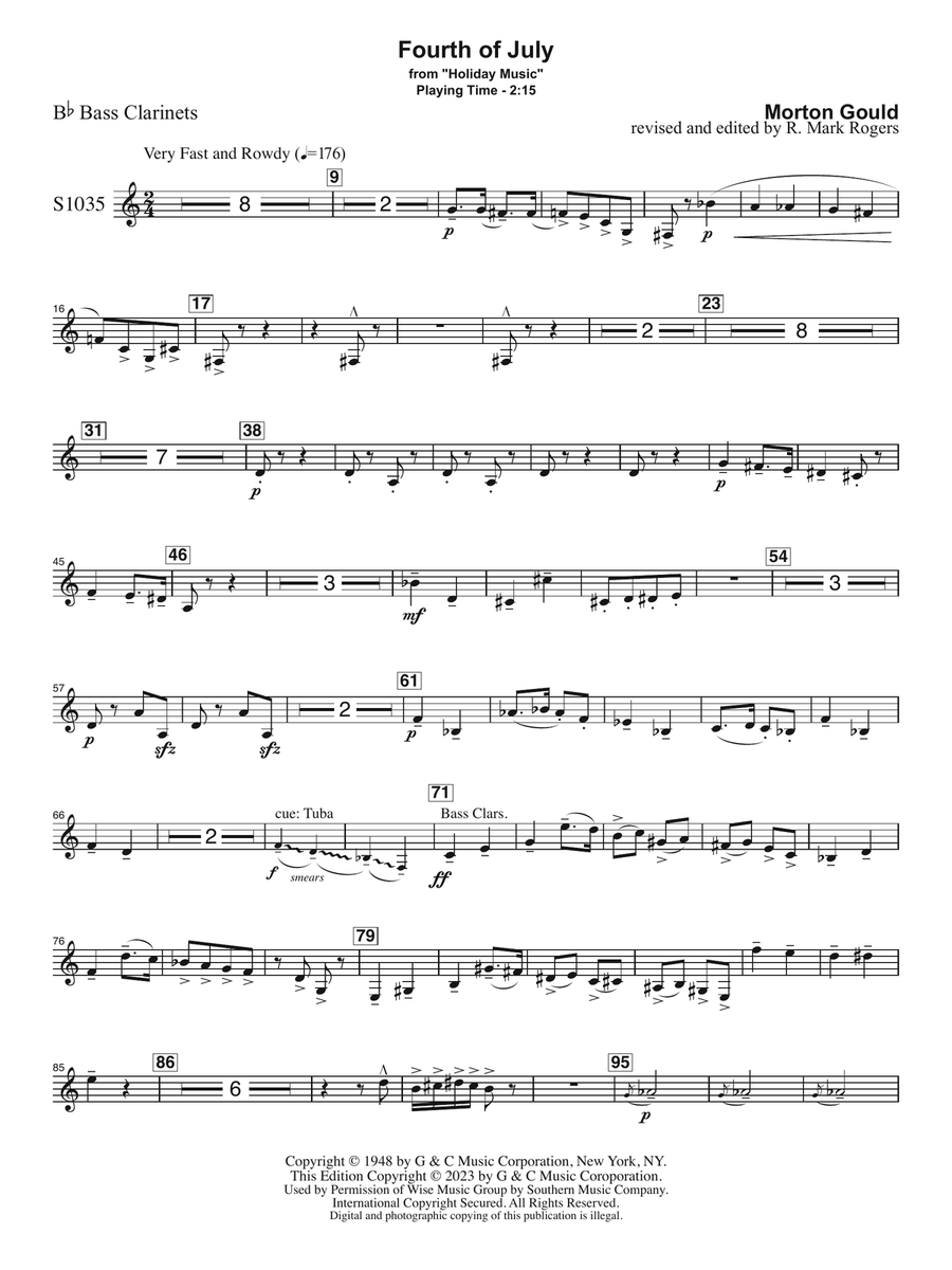 Fourth of July (arr. R. Mark Rogers) - Bass Clarinet Concert Band scores gallery preview page 1