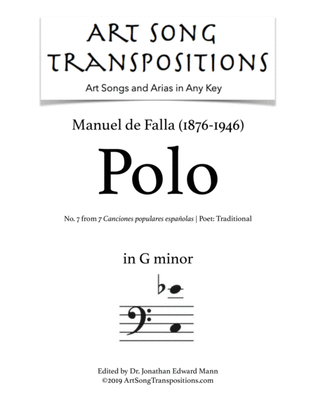 DE FALLA: Polo (transposed to G minor, bass clef)