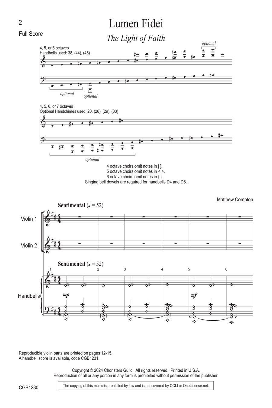 Lumen Fidei - Conductor's Score Handbell Choir scores gallery preview page 2