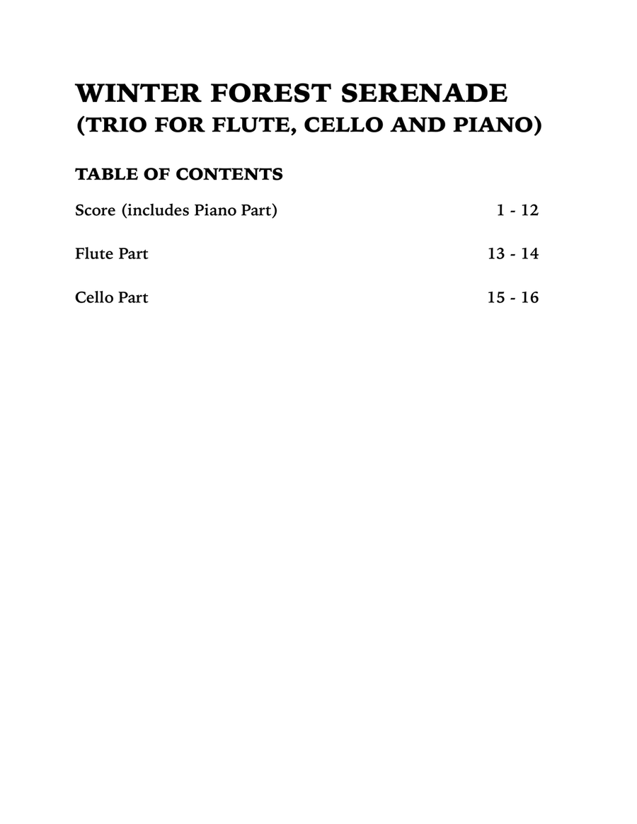 Winter Forest Serenade (Trio for Flute, Cello and Piano) Small Ensemble scores gallery preview page 4