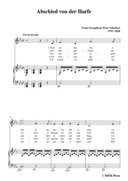 Schubert-Abschied von der Harfe,in c minor,for Voice&Piano image number null